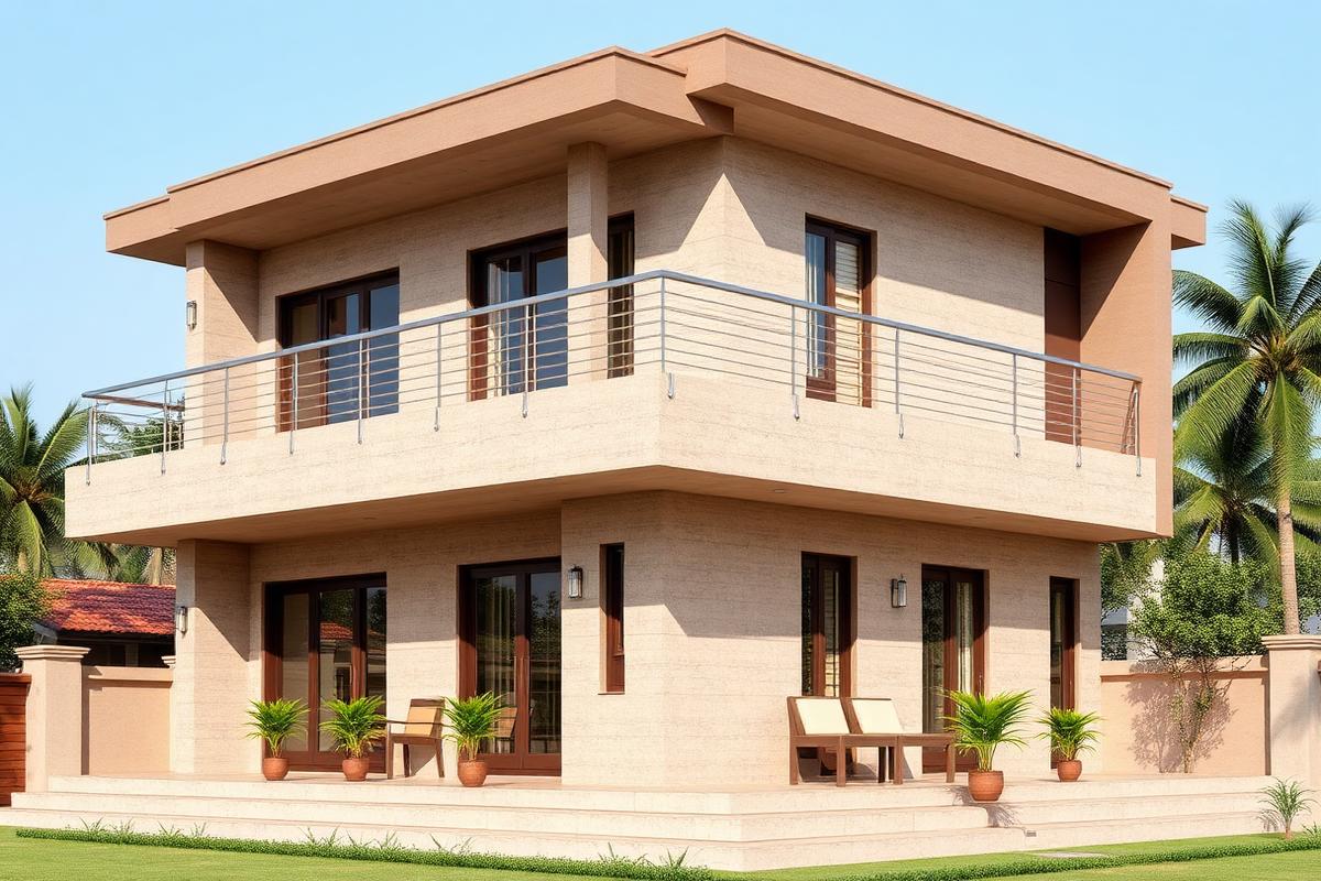 Independent villa in Kompally with balcony and terrace openings fitted with invisible grills